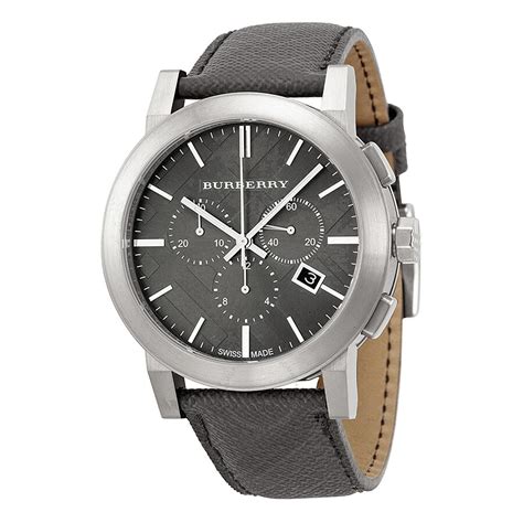 Burberry Grey Dial Black Leather Men's Watch BU9362